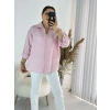 Pembe Pul Detay çizgili Gömlek