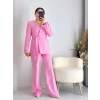 Pembe Şal Yaka Bağlama Detay Ceket Pantolon Takım