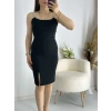 Siyah Askıları Taşlı Mini Elbise