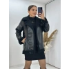 Suni Deri Kürklü Biker Mont