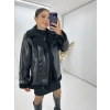 Suni Deri Kürklü Biker Mont