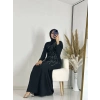Taş Detay Abiye Elbise Siyah