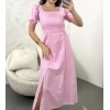 TOZ PEMBE SIRT DEKOLTE KETEN ELBİSE