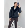 Yakası Kürklü Kemerli Kısa Şişme Mont