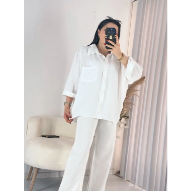 Beyaz Ayrobin Salaş Gömlek