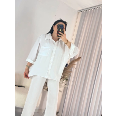 Beyaz Ayrobin Salaş Gömlek