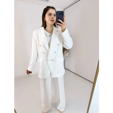 Beyaz Blazer Ceket Takım