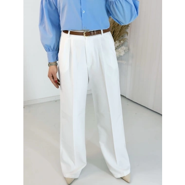 Beyaz Palazzo Kumaş Pantolon