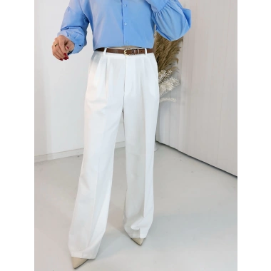 Beyaz Palazzo Kumaş Pantolon
