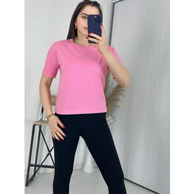 Bisiklet Yaka Basis Thsirt Pembe