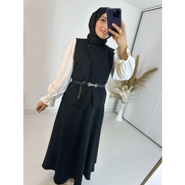 Etekli Yelek Takım Siyah