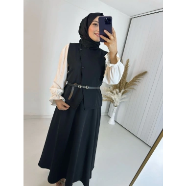 Etekli Yelek Takım Siyah