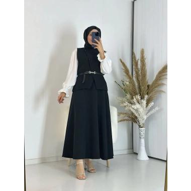 Etekli Yelek Takım Siyah