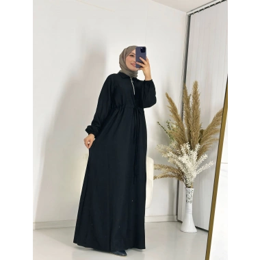 Fermuarlı Elbise Siyah
