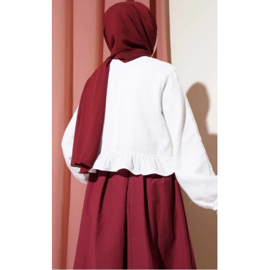 Fırfırlı Müslin Bluz Beyaz