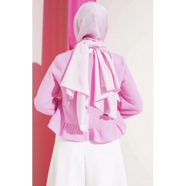 Fırfırlı Müslin Bluz Pembe