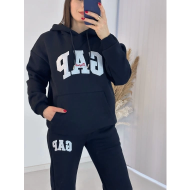 Gap Kapşonlu Siyah Üç İplik Sweat Takım