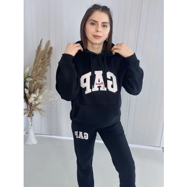 Gap Kapşonlu Siyah Üç İplik Sweat Takım