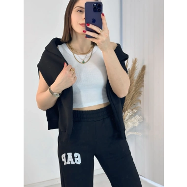 Gap Kapşonlu Siyah Üç İplik Sweat Takım