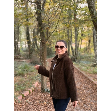 İç astarlı Pelüş mont kahve