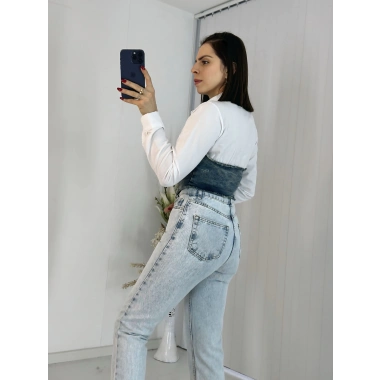 Jean Detaylı Crop Gömlek