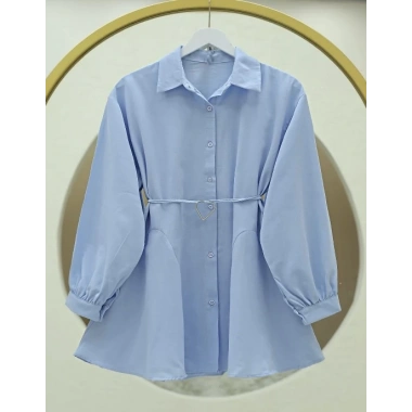 Kalp Kemerli Gömlek Bebe mavi