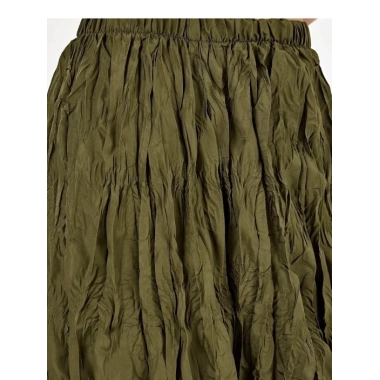 Kırışık Model Yeşil Renk Etek