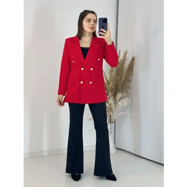 Kırmızı Blazer Ceket Takım