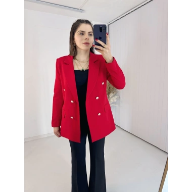 Kırmızı Blazer Ceket Takım