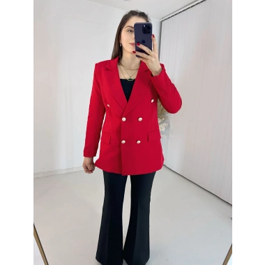 Kırmızı Blazer Ceket Takım