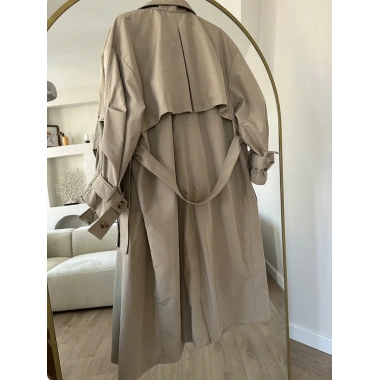 Kravuze Yaka Oversize Premium Trençkot Vizon