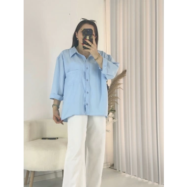 Mavi Ayrobin Salaş Gömlek