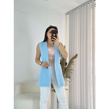 Mavi Bağlamalı Yelek