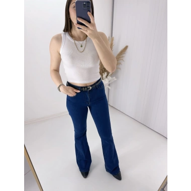 Mavi İspanyol Paça Likralı Kot