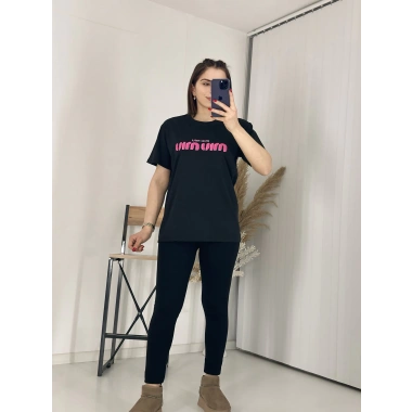 Mıu Siyah Oversize Tshirt