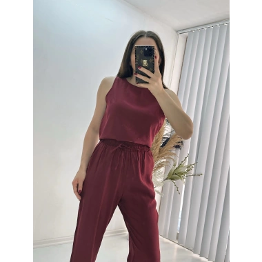 Modal Dokulu Kolsuz Takım Bordo