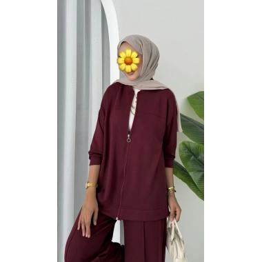 Oysho muadil fermuarlı takım bordo