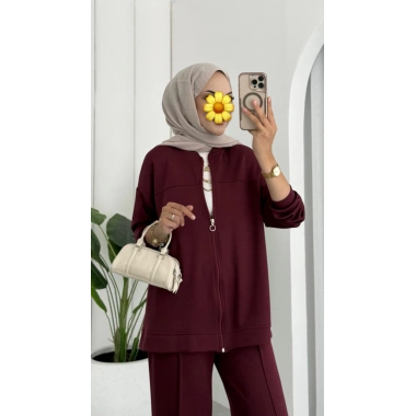 Oysho muadil fermuarlı takım bordo