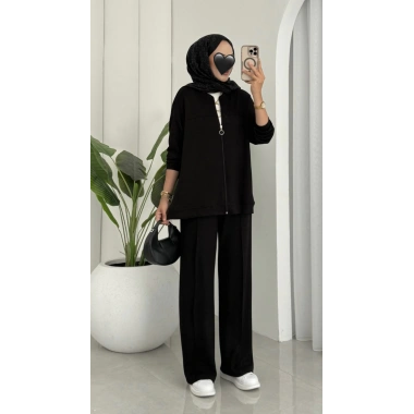 Oysho muadil fermuarlı takım siyah