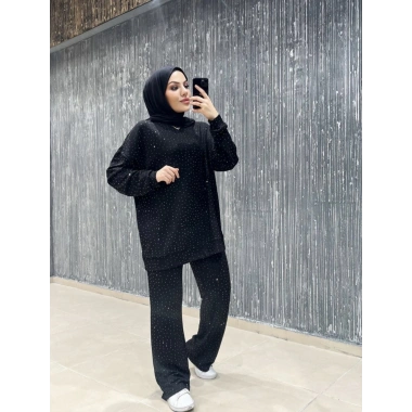 Oysho taşlı takım siyah