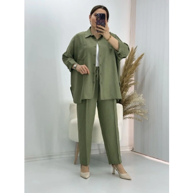 Pamuklu Keten İkili Takım Yeşil