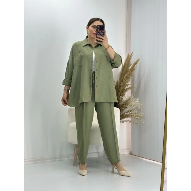 Pamuklu Keten İkili Takım Yeşil