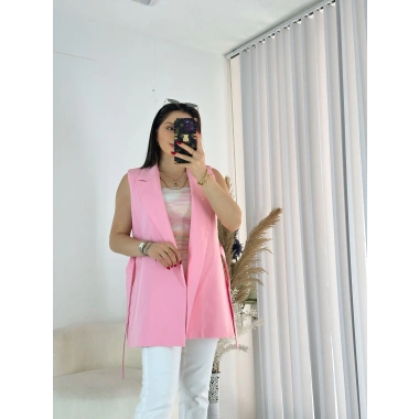 Pembe Bağlamalı Yelek