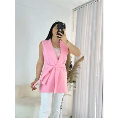 Pembe Bağlamalı Yelek
