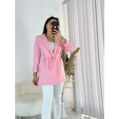 Pembe Bel Bağlamalı Ceket