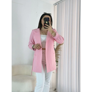 Pembe Bel Bağlamalı Ceket