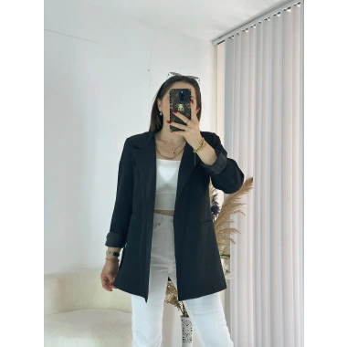 Siyah Bel Bağlamalı Ceket