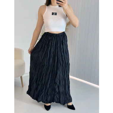 Siyah Kraşlı Pamuk Uzun Etek