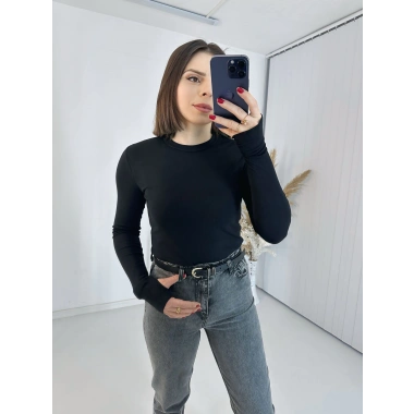 Siyah Parmak Geçirmeli Bluz