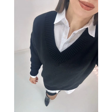 V Yaka Uzun Kazak Siyah